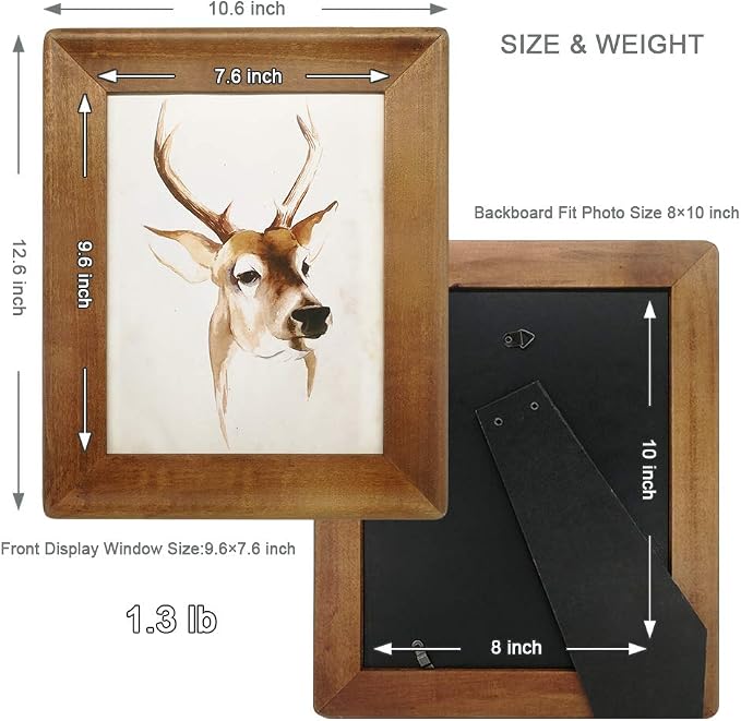 Rustic Wood Art Frame with Glass Front Display