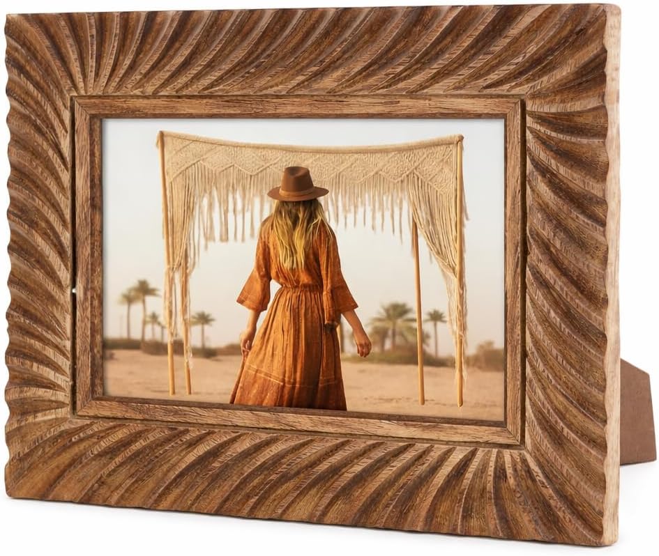 Carved Wood Art Frame with Glass Front Style