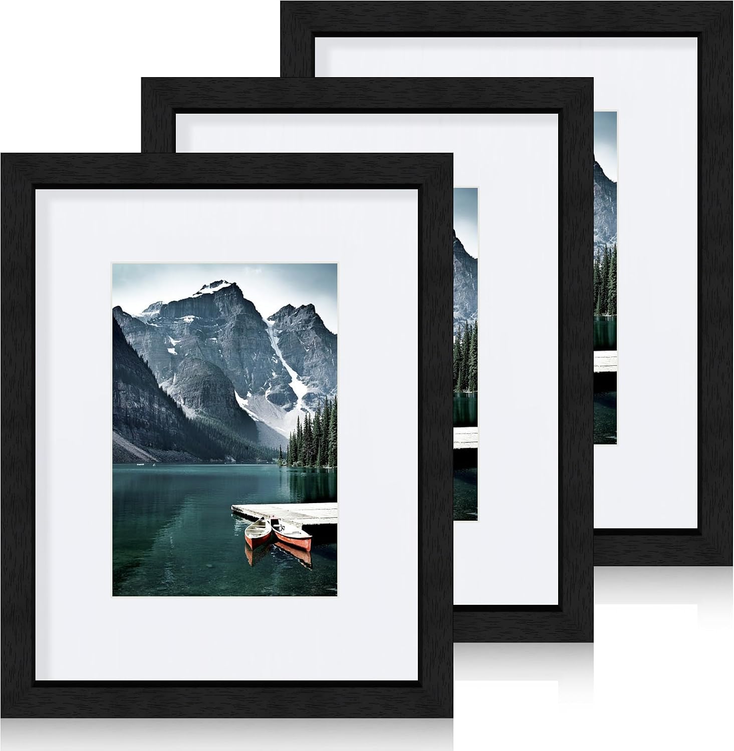 Black Wooden Art Frame Set with Glass Front