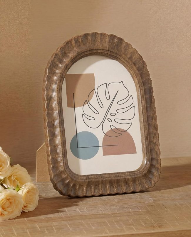 Wavy Edge Wood Art Frame with Glass Cover