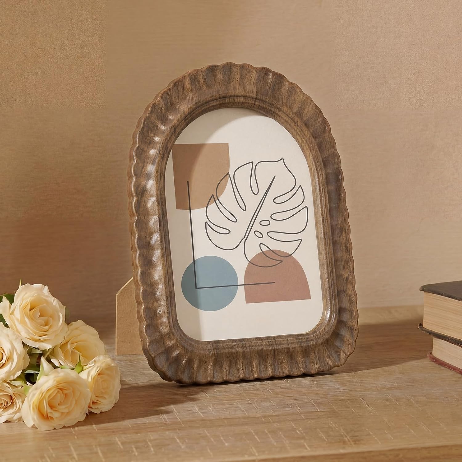 Wavy Edge Wood Art Frame with Glass Cover