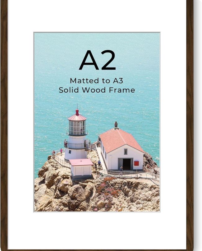 Walnut Wood Art Frame with Mat Display Style