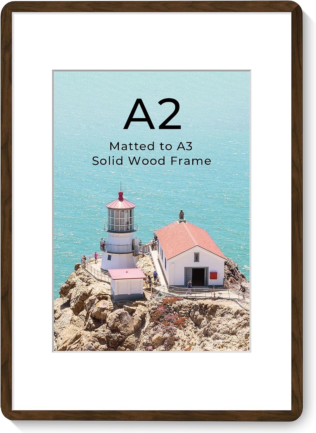 Walnut Wood Art Frame with Mat Display Style