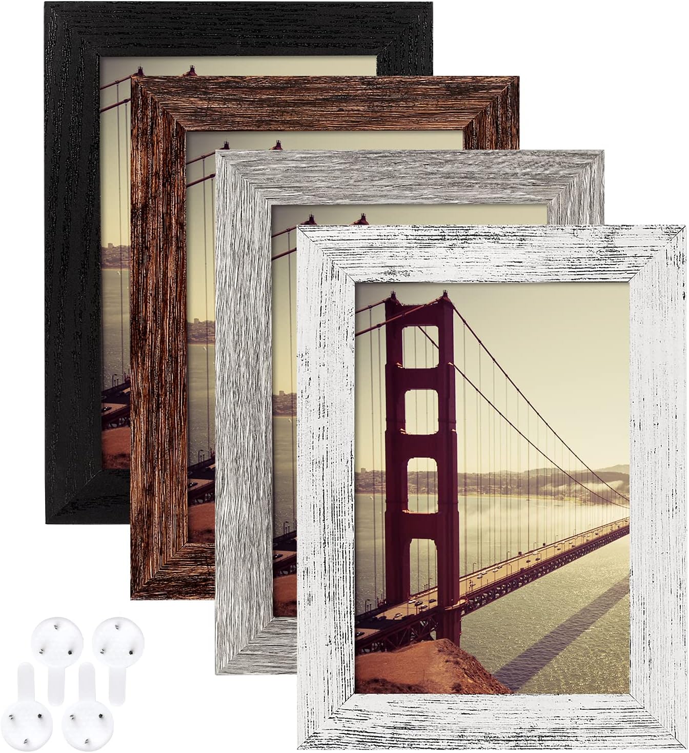 Distressed Wood Pattern Art Frame Set for Home Decor