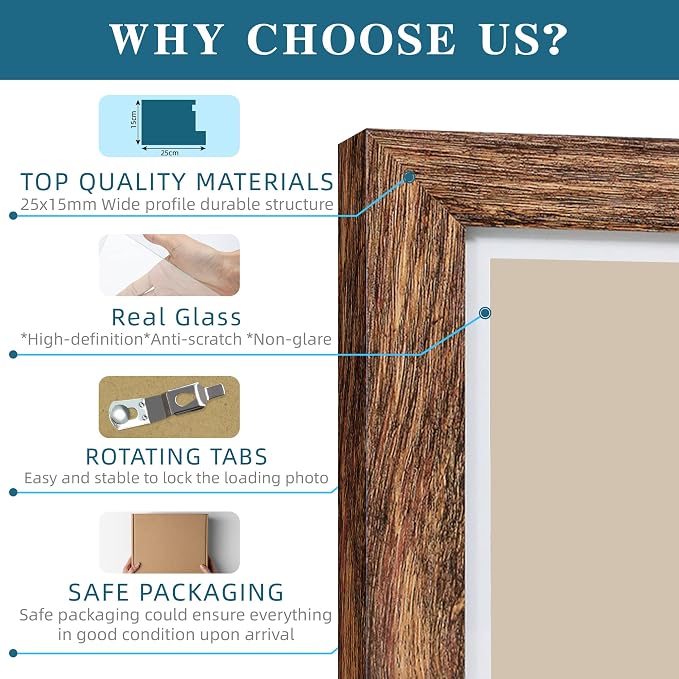 Rustic Wooden Art Frame Set with Glass Cover
