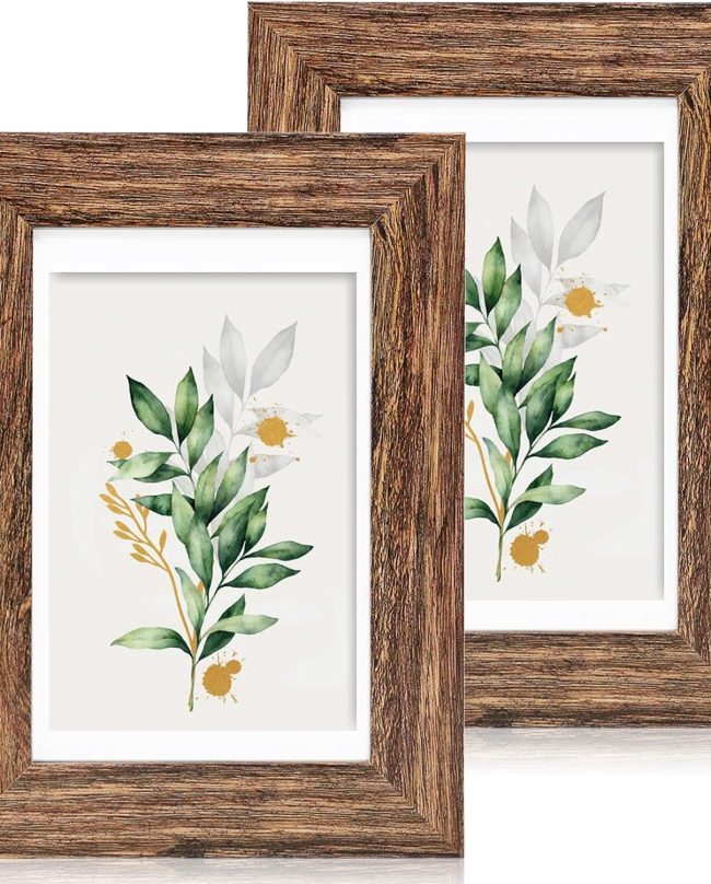 Rustic Wooden Art Frame Set with Glass Cover