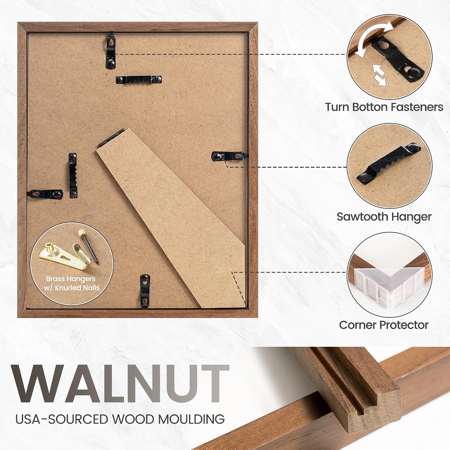 Walnut Wood Art Frame with Glass Front