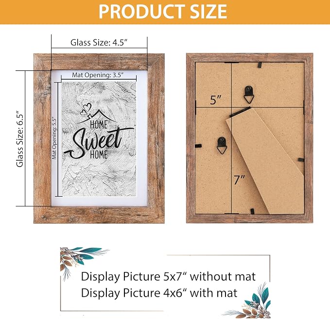 Rustic Wood Art Frame with Protective Cover Display